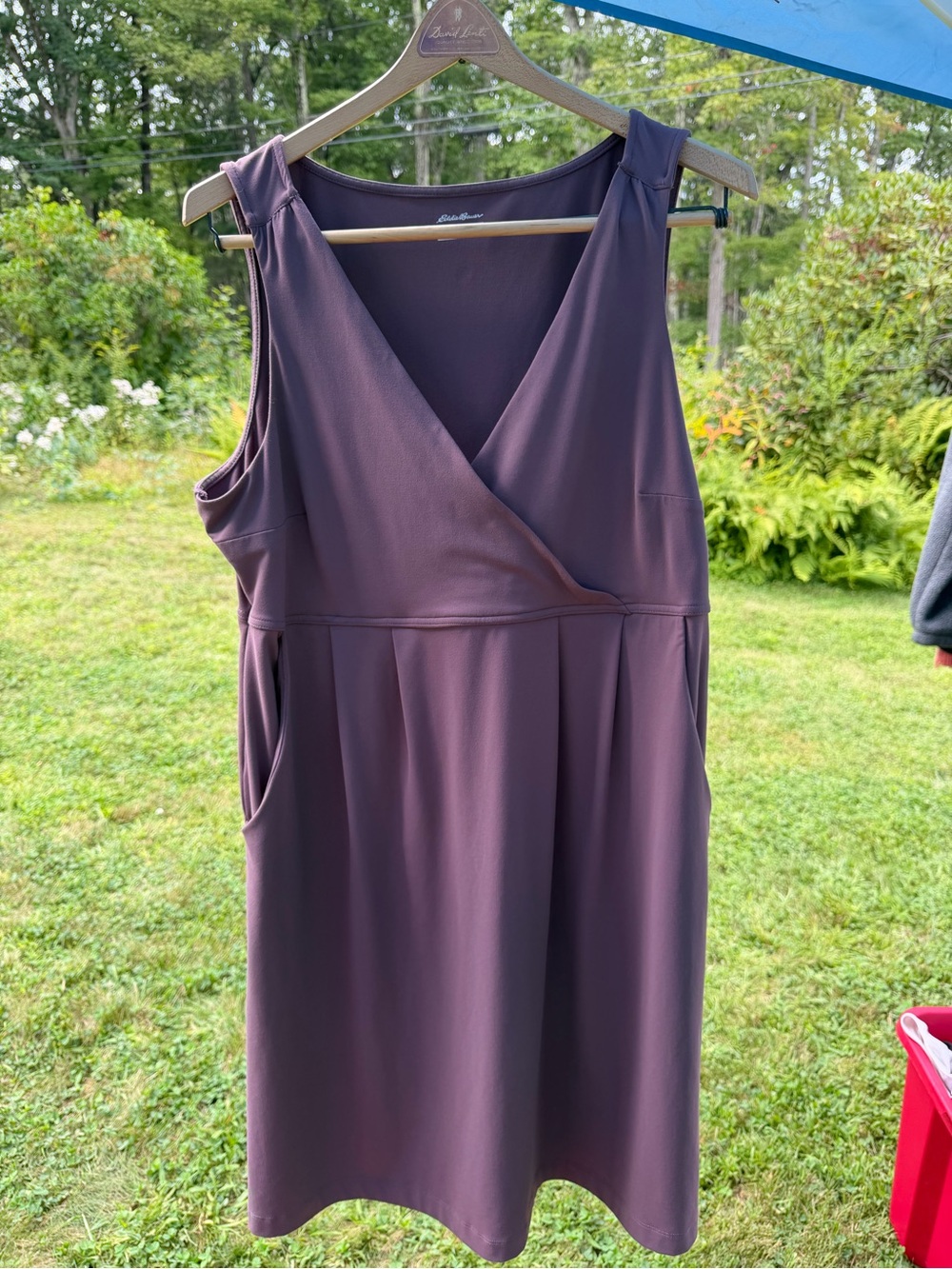 Eddie Bauer Sleeveless Plum Wrap-Front Dress